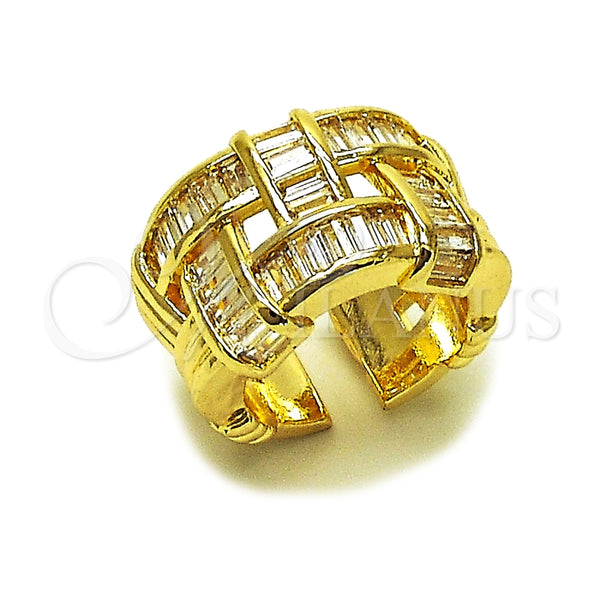 Anillo Multi Piedra 01.424.0009 Oro Laminado, Diseño de Baguette, con Zirconia Cubica Blanca, Pulido, Tono Dorado (Talla Unica)