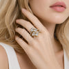 Anillo Multi Piedra 01.424.0010 Oro Laminado, Diseño de Baguette, con Zirconia Cubica Blanca y Micro Pave Blanca, Pulido, Tono Dorado (Talla Unica)
