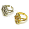 Anillo Multi Piedra 01.424.0010 Oro Laminado, Diseño de Baguette, con Zirconia Cubica Blanca y Micro Pave Blanca, Pulido, Tono Dorado (Talla Unica)