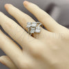 Anillo Multi Piedra 01.424.0010.1 Rodio Laminado, Diseño de Baguette, con Zirconia Cubica Blanca y Micro Pave Blanca, Pulido, Rodinado (Talla Unica)