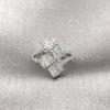 Anillo Multi Piedra 01.424.0010.1 Rodio Laminado, Diseño de Baguette, con Zirconia Cubica Blanca y Micro Pave Blanca, Pulido, Rodinado (Talla Unica)
