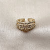 Anillo Multi Piedra 01.424.0011 Oro Laminado, Diseño de Baguette y Cluster, con Zirconia Cubica Blanca y Micro Pave Blanca, Pulido, Tono Dorado (Talla Unica)