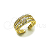 Anillo Multi Piedra 01.424.0011 Oro Laminado, Diseño de Baguette y Cluster, con Zirconia Cubica Blanca y Micro Pave Blanca, Pulido, Tono Dorado (Talla Unica)