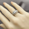 Anillo Multi Piedra 01.424.0011.1 Rodio Laminado, Diseño de Baguette y Cluster, con Zirconia Cubica Blanca y Micro Pave Blanca, Pulido, Rodinado (Talla Unica)