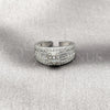 Anillo Multi Piedra 01.424.0011.1 Rodio Laminado, Diseño de Baguette y Cluster, con Zirconia Cubica Blanca y Micro Pave Blanca, Pulido, Rodinado (Talla Unica)