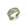 Anillo Multi Piedra 01.424.0011.1 Rodio Laminado, Diseño de Baguette y Cluster, con Zirconia Cubica Blanca y Micro Pave Blanca, Pulido, Rodinado (Talla Unica)