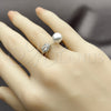 Anillo Multi Piedra 01.424.0012.1 Rodio Laminado, Diseño de Bola y Cluster, con Perla Marfil y Zirconia Cubica Blanca, Pulido, Rodinado (Talla Unica)