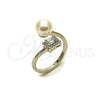 Anillo Multi Piedra 01.424.0013.1 Rodio Laminado, Diseño de Bola y Cluster, con Perla Marfil y Zirconia Cubica Blanca, Pulido, Rodinado (Talla Unica)