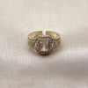 Anillo Multi Piedra 01.424.0014 Oro Laminado, Diseño de Baguette y Cluster, con Zirconia Cubica Blanca y Micro Pave Blanca, Pulido, Tono Dorado (Talla Unica)