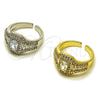 Anillo Multi Piedra 01.424.0014 Oro Laminado, Diseño de Baguette y Cluster, con Zirconia Cubica Blanca y Micro Pave Blanca, Pulido, Tono Dorado (Talla Unica)