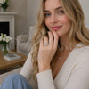 Anillo Multi Piedra 01.424.0014.1 Rodio Laminado, Diseño de Baguette y Cluster, con Zirconia Cubica Blanca y Micro Pave Blanca, Pulido, Rodinado (Talla Unica)