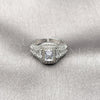 Anillo Multi Piedra 01.424.0014.1 Rodio Laminado, Diseño de Baguette y Cluster, con Zirconia Cubica Blanca y Micro Pave Blanca, Pulido, Rodinado (Talla Unica)