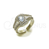 Anillo Multi Piedra 01.424.0014.1 Rodio Laminado, Diseño de Baguette y Cluster, con Zirconia Cubica Blanca y Micro Pave Blanca, Pulido, Rodinado (Talla Unica)