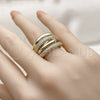 Anillo Multi Piedra 01.424.0015 Oro Laminado, Diseño de Clavo, con Micro Pave Blanca, Pulido, Tono Dorado (Talla Unica)