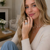 Anillo Multi Piedra 01.424.0015.1 Rodio Laminado, Diseño de Clavo, con Micro Pave Blanca, Pulido, Rodinado (Talla Unica)