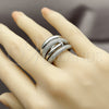 Anillo Multi Piedra 01.424.0015.1 Rodio Laminado, Diseño de Clavo, con Micro Pave Blanca, Pulido, Rodinado (Talla Unica)