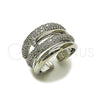 Anillo Multi Piedra 01.424.0015.1 Rodio Laminado, Diseño de Clavo, con Micro Pave Blanca, Pulido, Rodinado (Talla Unica)