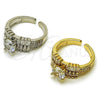 Anillo Multi Piedra 01.424.0016 Oro Laminado, Diseño de Baguette y Cluster, con Zirconia Cubica Blanca y Micro Pave Blanca, Pulido, Tono Dorado (Talla Unica)