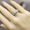 Anillo Multi Piedra 01.424.0016.1 Rodio Laminado, Diseño de Cluster y Baguette, con Zirconia Cubica Blanca y Micro Pave Blanca, Pulido, Rodinado (Talla Unica)