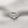Anillo Multi Piedra 01.424.0016.1 Rodio Laminado, Diseño de Cluster y Baguette, con Zirconia Cubica Blanca y Micro Pave Blanca, Pulido, Rodinado (Talla Unica)