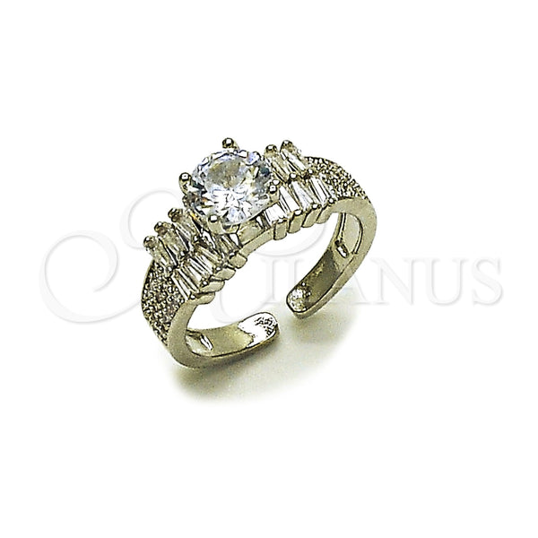 Anillo Multi Piedra 01.424.0016.1 Rodio Laminado, Diseño de Cluster y Baguette, con Zirconia Cubica Blanca y Micro Pave Blanca, Pulido, Rodinado (Talla Unica)