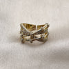 Anillo Multi Piedra 01.424.0018 Oro Laminado, Diseño de Bambu, con Micro Pave Blanca, Pulido, Tono Dorado (Talla Unica)