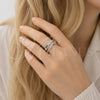Anillo Multi Piedra 01.424.0018.1 Rodio Laminado, Diseño de Bambu, con Micro Pave Blanca, Pulido, Rodinado (Talla Unica)