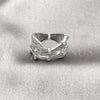 Anillo Multi Piedra 01.424.0018.1 Rodio Laminado, Diseño de Bambu, con Micro Pave Blanca, Pulido, Rodinado (Talla Unica)