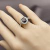 Anillo Multi Piedra 01.424.0003.5 Rodio Laminado, Diseño de Cluster, con Zirconia Cubica Amatista y Blanca, Pulido, Rodinado (Talla Unica)
