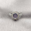 Anillo Multi Piedra 01.424.0003.5 Rodio Laminado, Diseño de Cluster, con Zirconia Cubica Amatista y Blanca, Pulido, Rodinado (Talla Unica)
