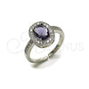 Anillo Multi Piedra 01.424.0003.5 Rodio Laminado, Diseño de Cluster, con Zirconia Cubica Amatista y Blanca, Pulido, Rodinado (Talla Unica)