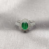 Anillo Multi Piedra 01.424.0003.6 Rodio Laminado, Diseño de Cluster, con Zirconia Cubica Verde y Blanca, Pulido, Rodinado (Talla Unica)