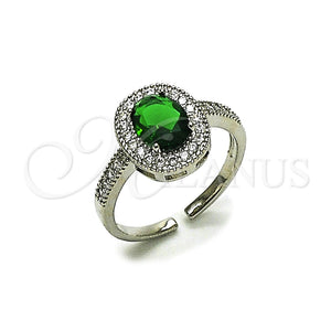 Anillo Multi Piedra 01.424.0003.6 Rodio Laminado, Diseño de Cluster, con Zirconia Cubica Verde y Blanca, Pulido, Rodinado (Talla Unica)