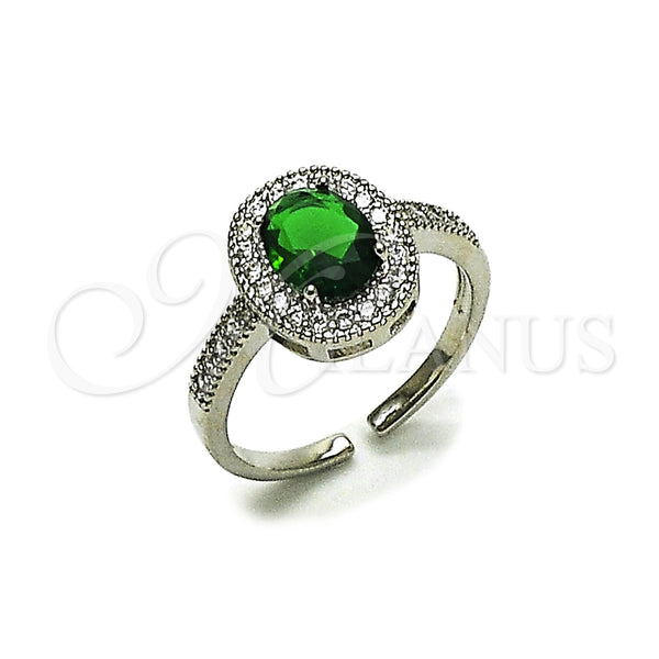 Anillo Multi Piedra 01.424.0003.6 Rodio Laminado, Diseño de Cluster, con Zirconia Cubica Verde y Blanca, Pulido, Rodinado (Talla Unica)