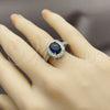 Anillo Multi Piedra 01.424.0003.7 Rodio Laminado, Diseño de Cluster, con Zirconia Cubica Zafiro Azul y Blanca, Pulido, Rodinado (Talla Unica)