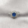Anillo Multi Piedra 01.424.0003.7 Rodio Laminado, Diseño de Cluster, con Zirconia Cubica Zafiro Azul y Blanca, Pulido, Rodinado (Talla Unica)