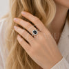 Anillo Multi Piedra 01.424.0003.8 Rodio Laminado, Diseño de Cluster, con Zirconia Cubica Negro y Blanca, Pulido, Rodinado (Talla Unica)