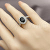 Anillo Multi Piedra 01.424.0003.8 Rodio Laminado, Diseño de Cluster, con Zirconia Cubica Negro y Blanca, Pulido, Rodinado (Talla Unica)