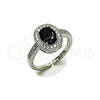 Anillo Multi Piedra 01.424.0003.8 Rodio Laminado, Diseño de Cluster, con Zirconia Cubica Negro y Blanca, Pulido, Rodinado (Talla Unica)