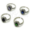 Anillo Multi Piedra 01.424.0003.8 Rodio Laminado, Diseño de Cluster, con Zirconia Cubica Negro y Blanca, Pulido, Rodinado (Talla Unica)