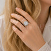Anillo Multi Piedra 01.424.0001.5 Rodio Laminado, Diseño de Cluster, con Zirconia Cubica Blanca y Micro Pave Blanca, Pulido, Rodinado (Talla Unica)
