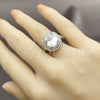 Anillo Multi Piedra 01.424.0001.5 Rodio Laminado, Diseño de Cluster, con Zirconia Cubica Blanca y Micro Pave Blanca, Pulido, Rodinado (Talla Unica)