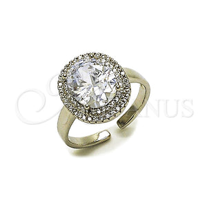 Anillo Multi Piedra 01.424.0001.5 Rodio Laminado, Diseño de Cluster, con Zirconia Cubica Blanca y Micro Pave Blanca, Pulido, Rodinado (Talla Unica)