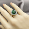 Anillo Multi Piedra 01.424.0001.6 Rodio Laminado, Diseño de Cluster, con Zirconia Cubica Verde y Micro Pave Blanca, Pulido, Rodinado (Talla Unica)