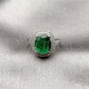 Anillo Multi Piedra 01.424.0001.6 Rodio Laminado, Diseño de Cluster, con Zirconia Cubica Verde y Micro Pave Blanca, Pulido, Rodinado (Talla Unica)