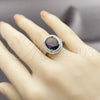 Anillo Multi Piedra 01.424.0001.8 Rodio Laminado, Diseño de Cluster, con Zirconia Cubica Amatista y Micro Pave Blanca, Pulido, Rodinado (Talla Unica)