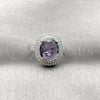 Anillo Multi Piedra 01.424.0001.8 Rodio Laminado, Diseño de Cluster, con Zirconia Cubica Amatista y Micro Pave Blanca, Pulido, Rodinado (Talla Unica)