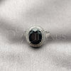 Anillo Multi Piedra 01.424.0001.9 Rodio Laminado, Diseño de Cluster, con Zirconia Cubica Negro y Micro Pave Blanca, Pulido, Rodinado (Talla Unica)