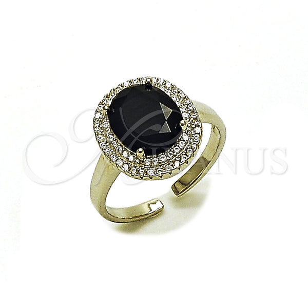 Anillo Multi Piedra 01.424.0001.9 Rodio Laminado, Diseño de Cluster, con Zirconia Cubica Negro y Micro Pave Blanca, Pulido, Rodinado (Talla Unica)