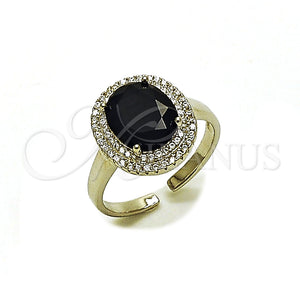 Anillo Multi Piedra 01.424.0001.9 Rodio Laminado, Diseño de Cluster, con Zirconia Cubica Negro y Micro Pave Blanca, Pulido, Rodinado (Talla Unica)
